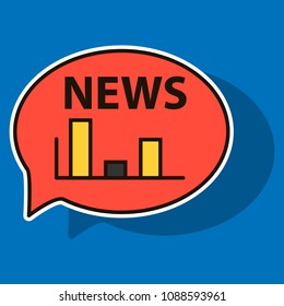 Sticker Breaking news online announcement message line with message about latest news