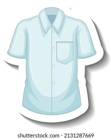 Sticker bright blue shirt in cartoon style illustration