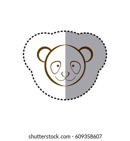 sticker with brown line contour of face of panda vector illustration