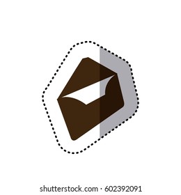 sticker brown silhouette envelopes opened icon flat vector illustration