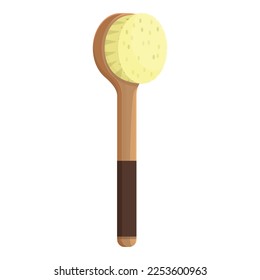 Sticker brush icon cartoon vector. Wood tool. Spa care
