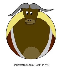 Sticker bull icon. Vector bull head and illustration of angry bull