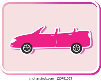 sticker with button and pink cabriolet image