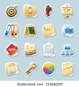 Sticker button set. Icons for business and finance. Vector illustration.