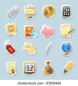 Sticker button set. Icons for business and finance. Vector illustration.