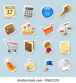 Sticker button set. Icons for business and finance. Vector illustration.