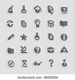 Sticker button set. Icons for education and science. Vector illustration.