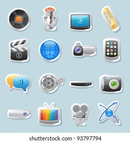 Sticker button set. Icons for media. Vector illustration.