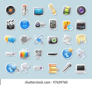 Sticker button set. Icons for media. Vector illustration.