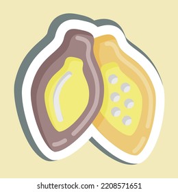 Sticker Cacao Pod. suitable for Nuts symbol. simple design editable. design template vector. simple illustration