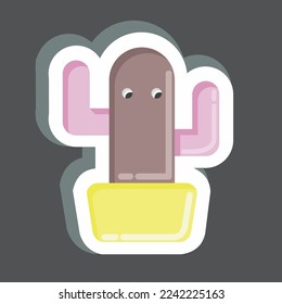 Sticker Cactus 2. related to Flora symbol. simple illustration. plant. Oak. leaf. rose
