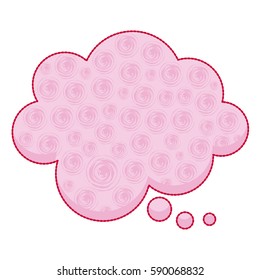 sticker callout for dialogue shape of cloud with pink background and swirls vector illustration