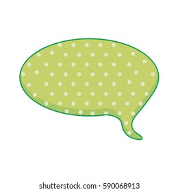 sticker callout for dialogue shape of sphere with green background and dots vector illustration