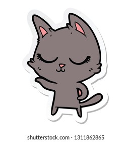 sticker of a calm cartoon cat