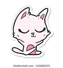 sticker of a calm cartoon cat