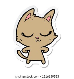 sticker of a calm cartoon cat