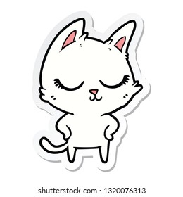sticker of a calm cartoon cat