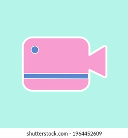 Sticker, camera icon. Bright colours. Video. Video recording. Vector graphics