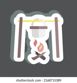 Sticker Camp Fire. suitable for Wild West symbol. simple design editable. design template vector. simple symbol illustration