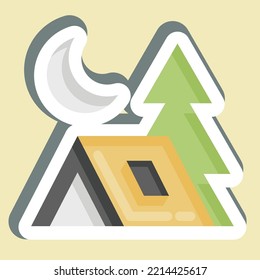 Sticker Camp. suitable for Summer symbol. simple design editable. design template vector. simple illustration