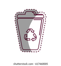 sticker can trash with reuse, reduce and recycle symbol