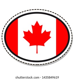 Sticker Canada flag button, social media communication sign, flat business oval icon.