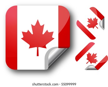 Sticker with Canada flag. Vector Illustration. EPS10