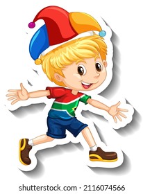 Sticker Canadian boy wearing Jester hat illustration