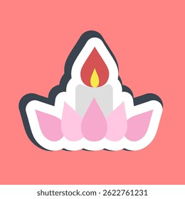 Sticker candle. Buddhism and vesak elements.