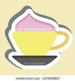 Sticker Cappucino. suitable for education symbol. simple design editable. design template vector. simple illustration