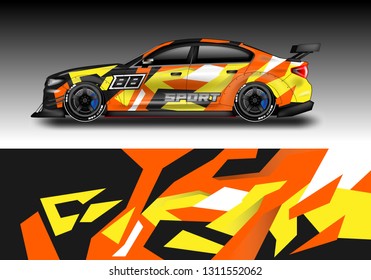 Sticker car design vector. Graphic abstract background designs for vehicle, race car, rally, livery