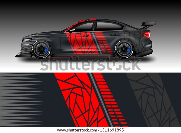 Sticker car design vector.
Graphic abstract background designs for vehicle, race car, rally,
livery