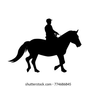 Sticker to car silhouette rider on horse. Expert in dressage of riding horses. Vector Illustration. EPS10