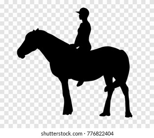 Sticker to car silhouette rider on horse. Expert in dressage of riding horses. Vector Illustration. EPS10