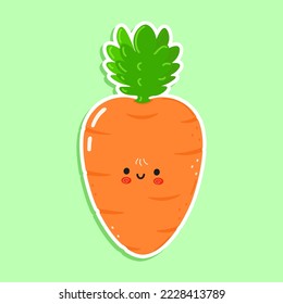 Sticker carrot character. Vector hand drawn cartoon kawaii character illustration icon. Isolated on white background. Happy carrot character concept