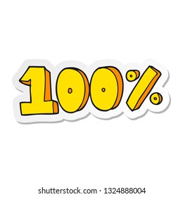 Sticker Of A Cartoon 100 Per Cent Symbol