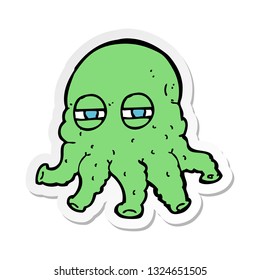 sticker of a cartoon alien face