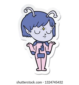 sticker of a cartoon alien girl