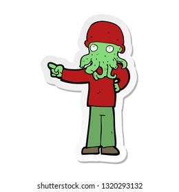 sticker of a cartoon alien monster man