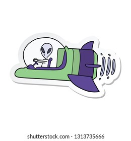 sticker of a cartoon alien spacecraft