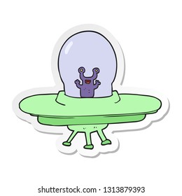 sticker of a cartoon alien spaceship