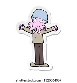 sticker of a cartoon alien squid face man