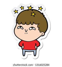 sticker of a cartoon amazed boy