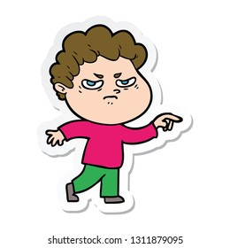 sticker of a cartoon angry man
