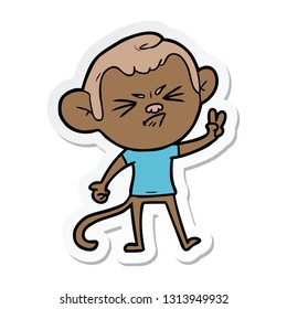 sticker of a cartoon angry monkey