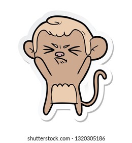 pegatina de un mono enojado de caricatura