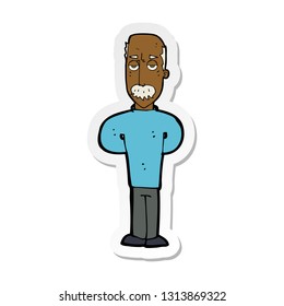 sticker of a cartoon annoyed balding man