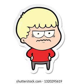 sticker of a cartoon annoyed man
