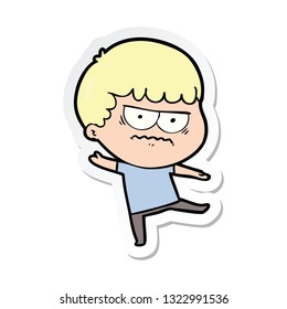 sticker of a cartoon annoyed man