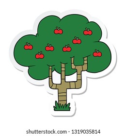 pegatina de un árbol de manzanas de dibujos animados